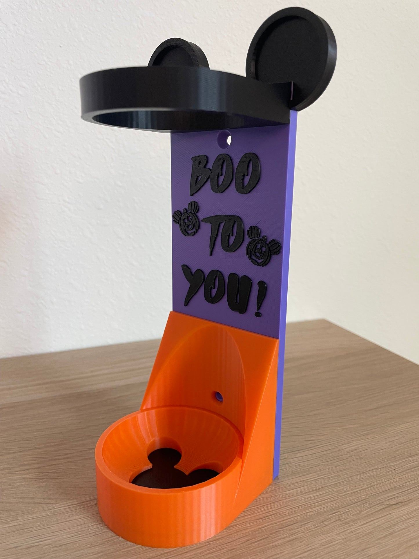 Spooky Popular Mouse Vertical Wall Mount Display for Halloween Theme Park Bubble Wands | 3D Printed Multi-Color Holders + Hardware Included