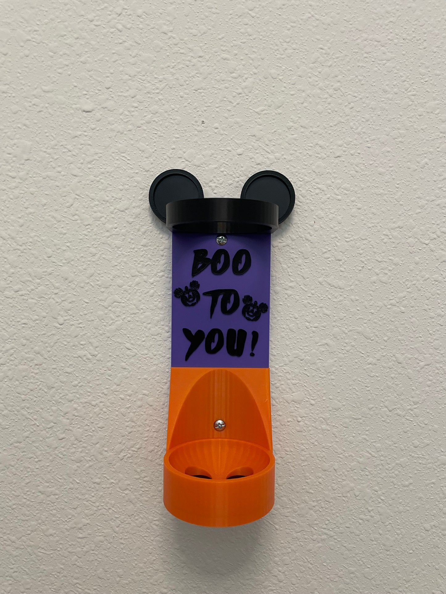 Spooky Popular Mouse Vertical Wall Mount Display for Halloween Theme Park Bubble Wands | 3D Printed Multi-Color Holders + Hardware Included