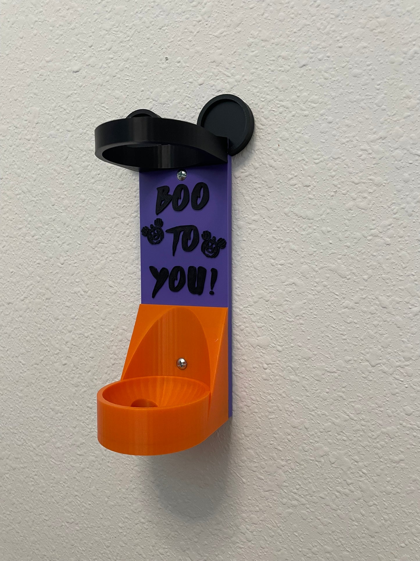 Spooky Popular Mouse Vertical Wall Mount Display for Halloween Theme Park Bubble Wands | 3D Printed Multi-Color Holders + Hardware Included