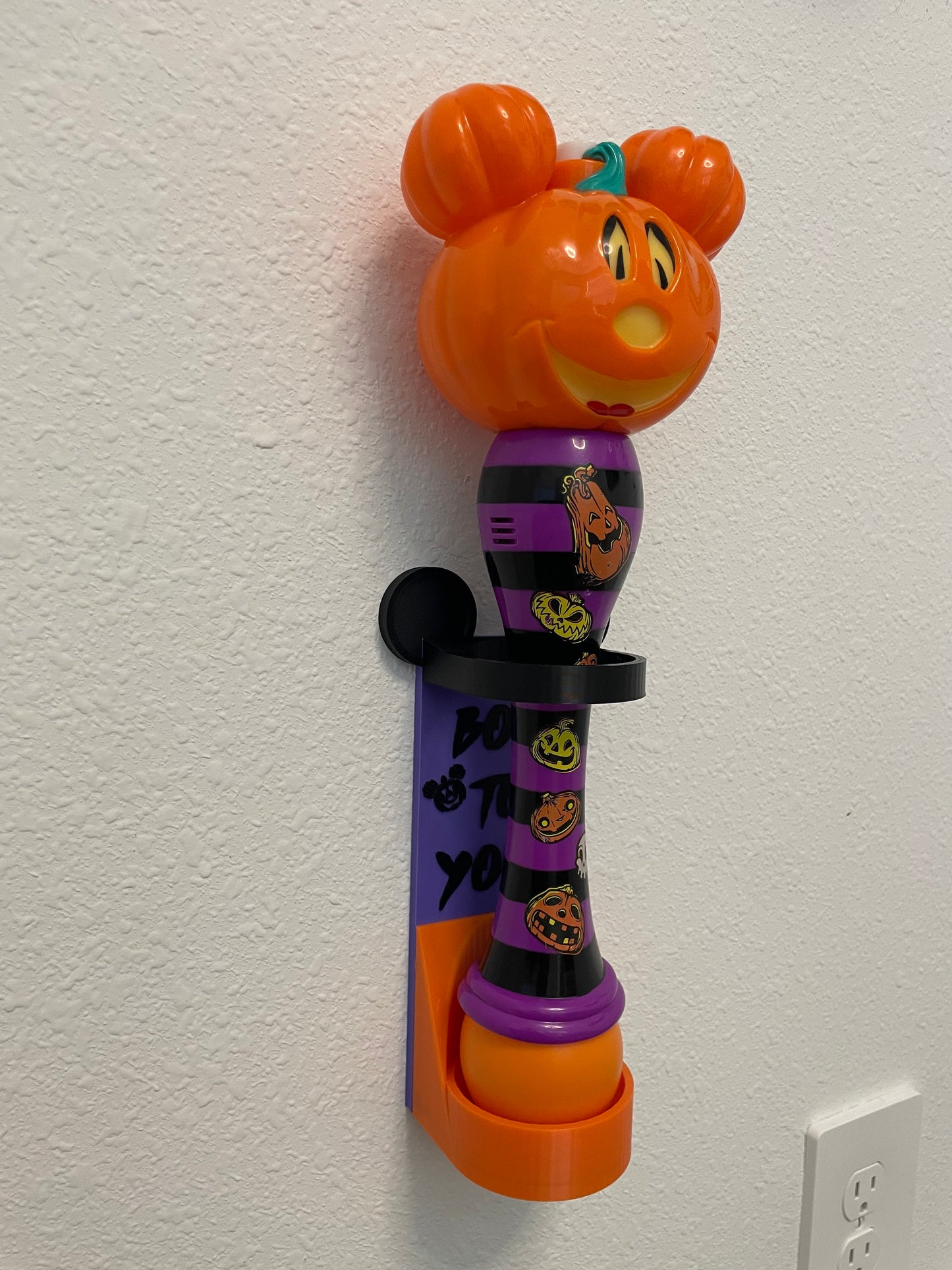 Spooky Popular Mouse Vertical Wall Mount Display for Halloween Theme Park Bubble Wands | 3D Printed Multi-Color Holders + Hardware Included