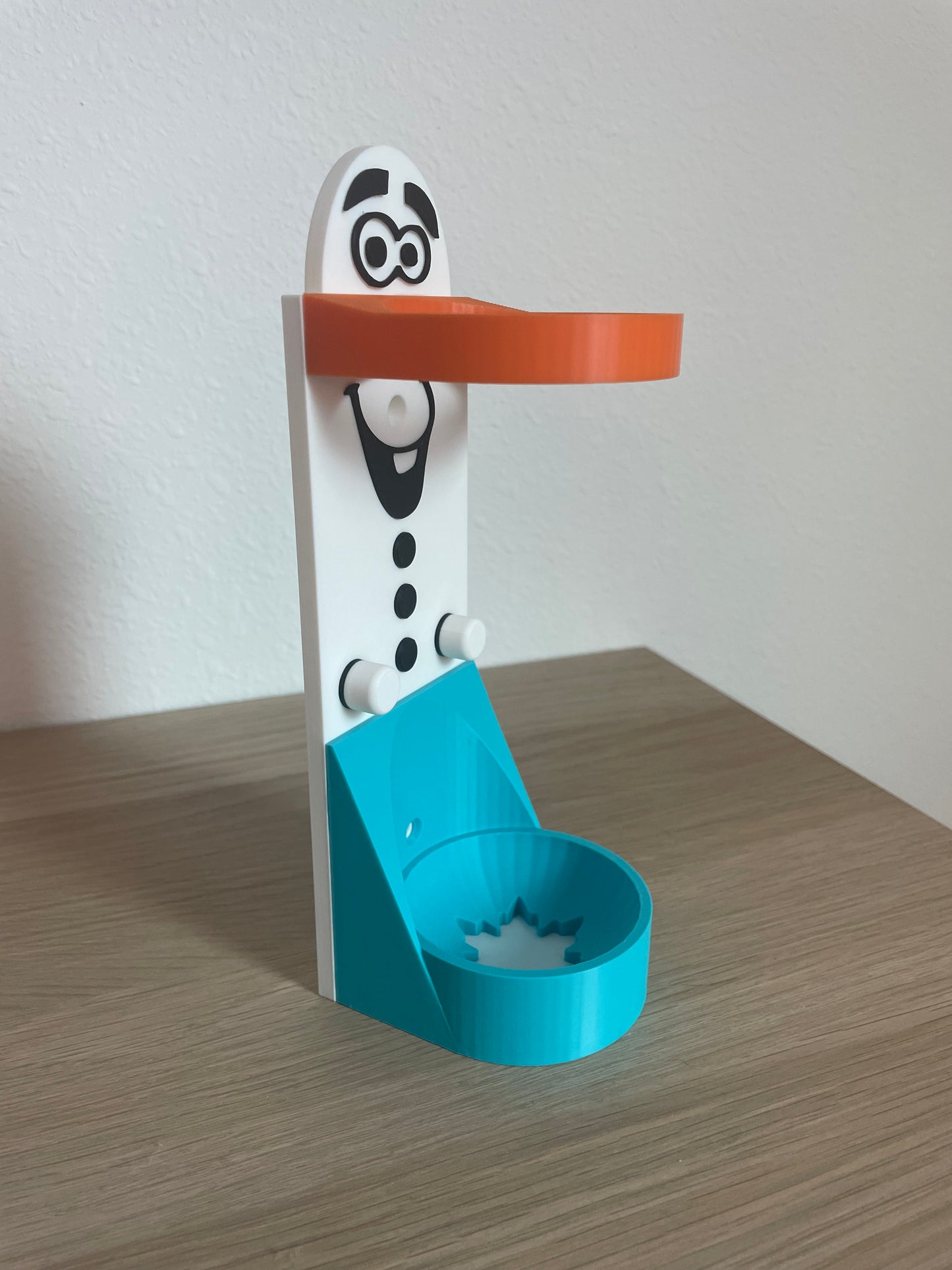 Snowman Vertical Wall Mount Display for Theme Park Bubble Wands | 3D Printed Multi-Color Holders + Hardware Included