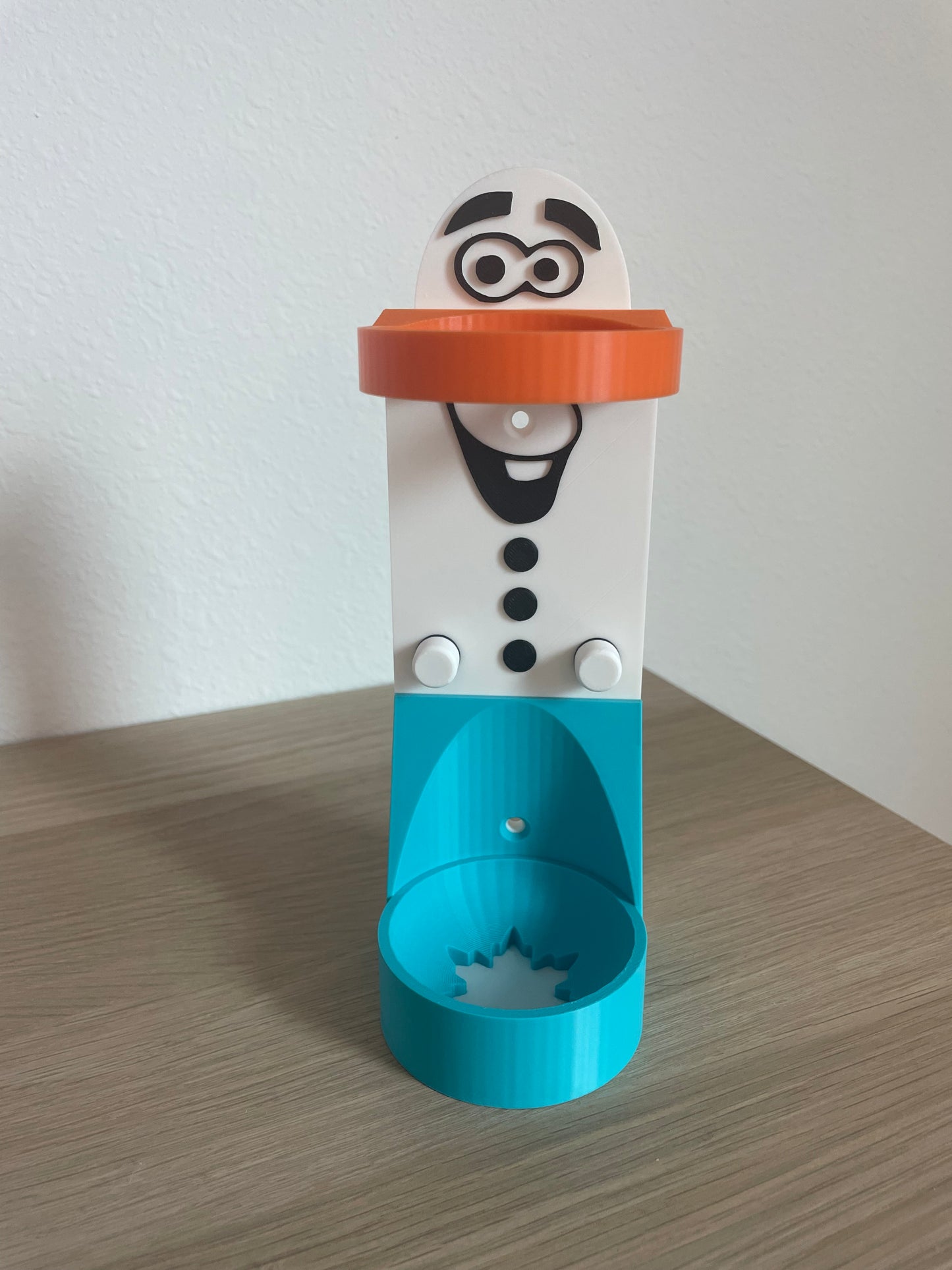 Snowman Vertical Wall Mount Display for Theme Park Bubble Wands | 3D Printed Multi-Color Holders + Hardware Included