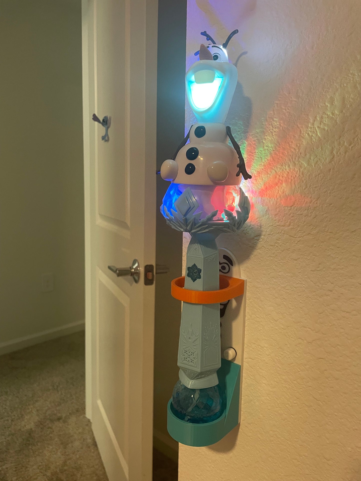 Snowman Vertical Wall Mount Display for Theme Park Bubble Wands | 3D Printed Multi-Color Holders + Hardware Included