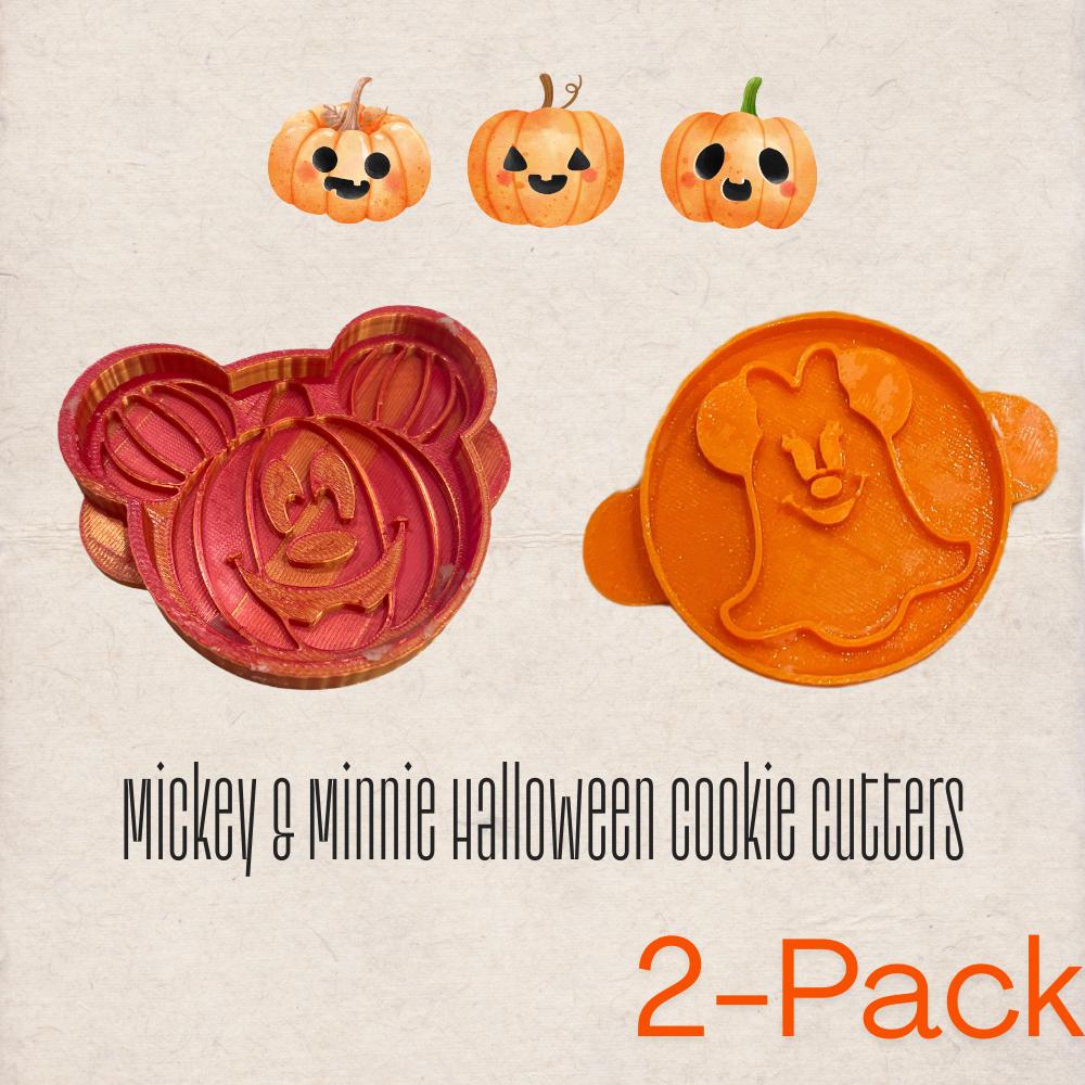 Mickey Mouse Pumpkin Cookie Cutter & Minnie Mouse Ghost Cookie Cutter | 2 Pack Halloween Baking Set