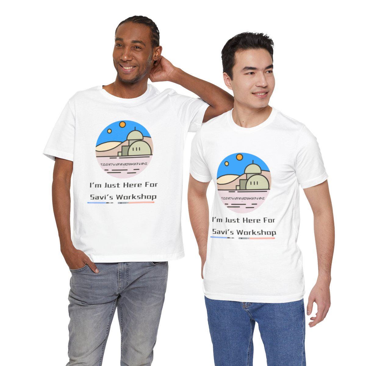 I'm Just Here for Savi's Workshop" Bella+Canvas T-Shirt | Star Wars Galaxy's Edge Batuu Lightsaber Builder Tee