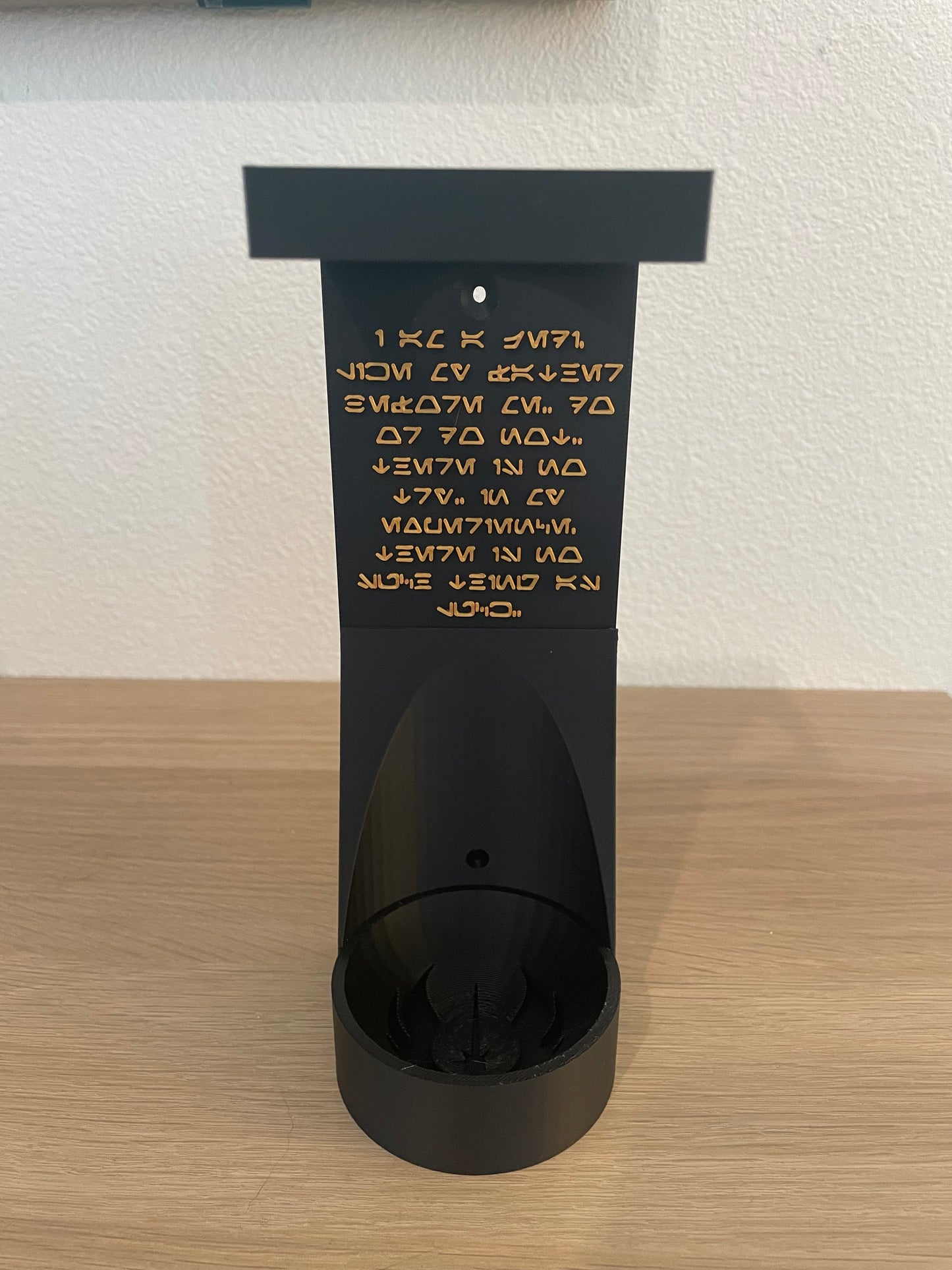 Savi's Workshop Custom Lightsaber Vertical Wall Mount | Pick Your Logo | Choose Aurebesh Inscription | 3D Printed | Free Hardware