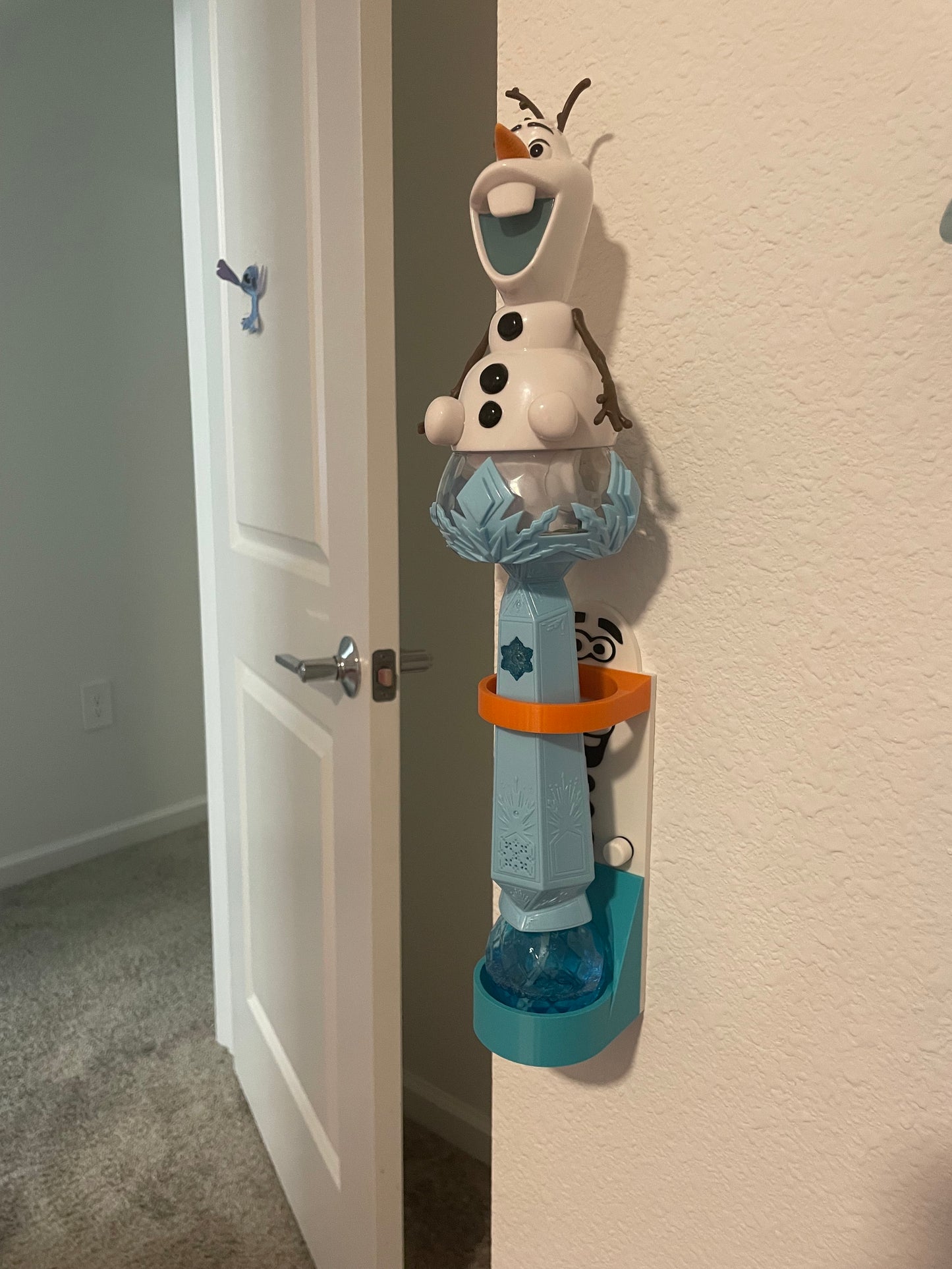 Snowman Vertical Wall Mount Display for Theme Park Bubble Wands | 3D Printed Multi-Color Holders + Hardware Included