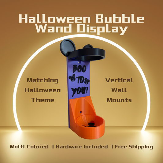 Spooky Popular Mouse Vertical Wall Mount Display for Halloween Theme Park Bubble Wands | 3D Printed Multi-Color Holders + Hardware Included