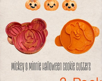 Mickey Mouse Pumpkin Cookie Cutter & Minnie Mouse Ghost Cookie Cutter | 2 Pack Halloween Baking Set