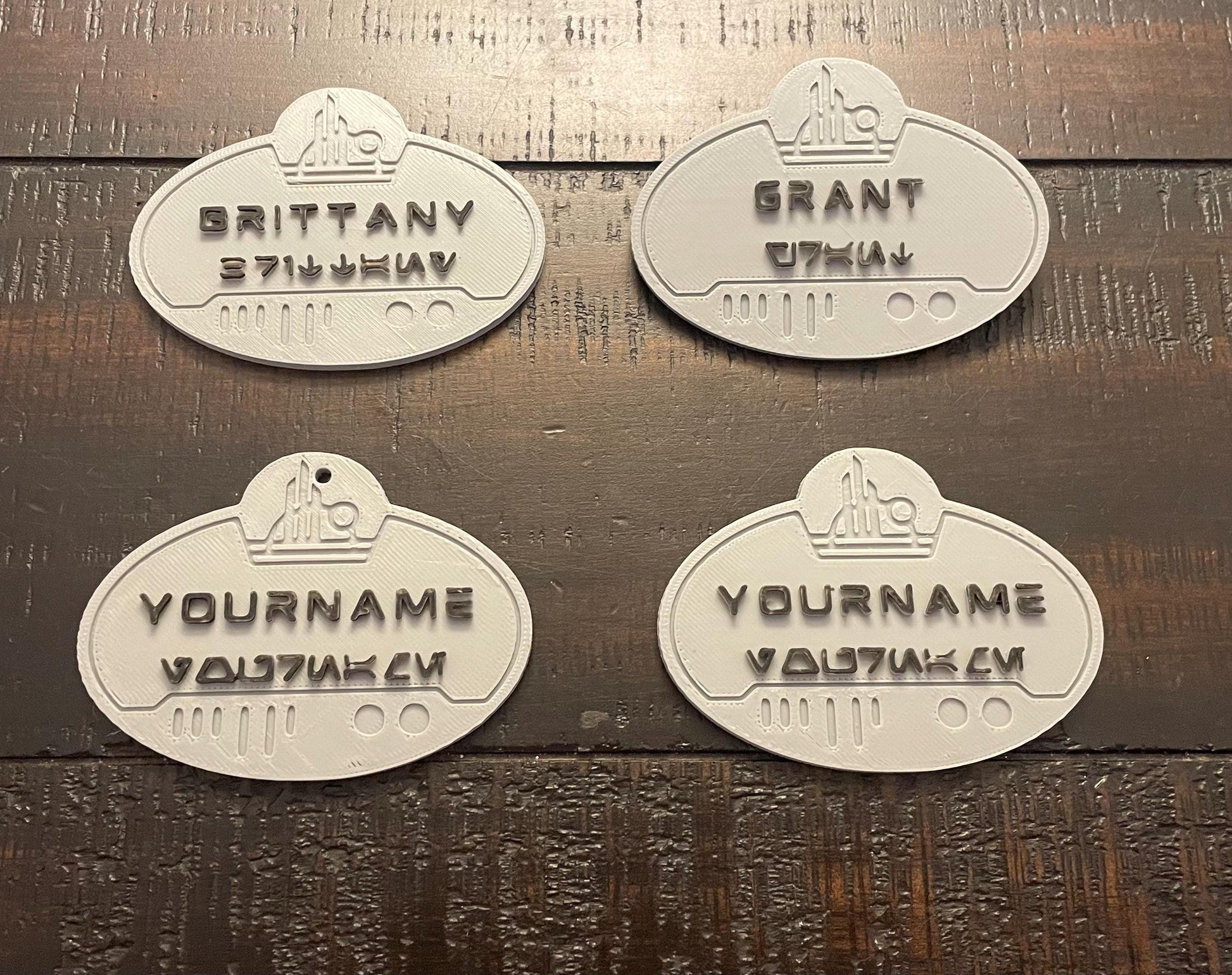 Custom Star Wars Galaxy’s Edge Name Badge – Personalized in English & Aurebesh, 3D Printed